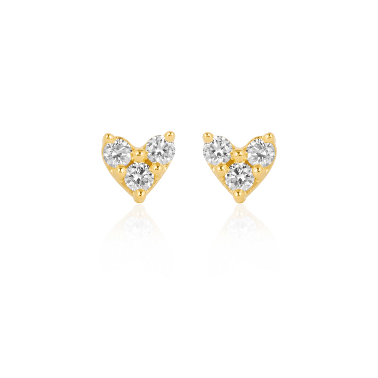 TRIPLE STONE HEART DIAMOND STUDS