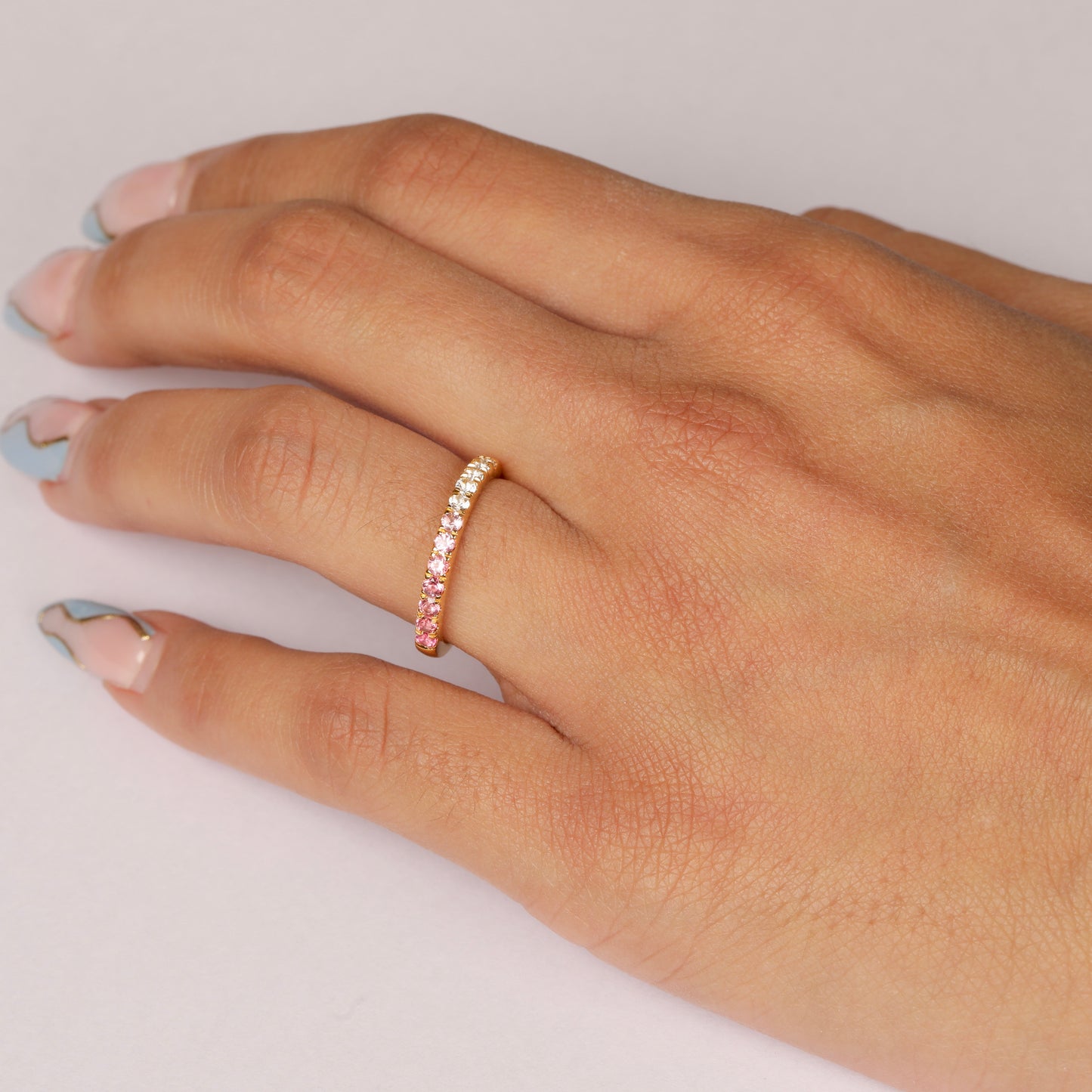 PINK OMBRÉ HALF ETERNITY RING