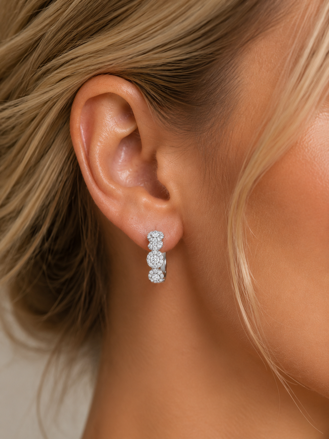 Round Halo Hoop earrings