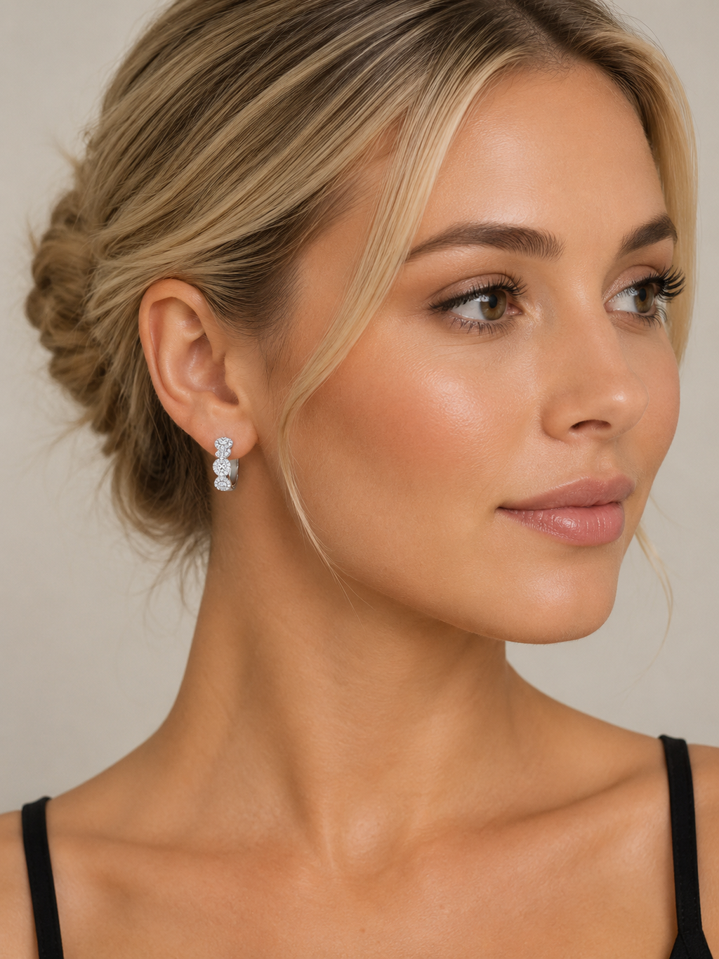Round Halo Hoop earrings
