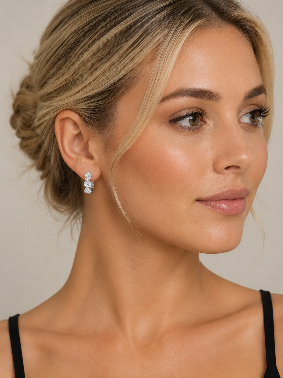 Round Halo Hoop earrings