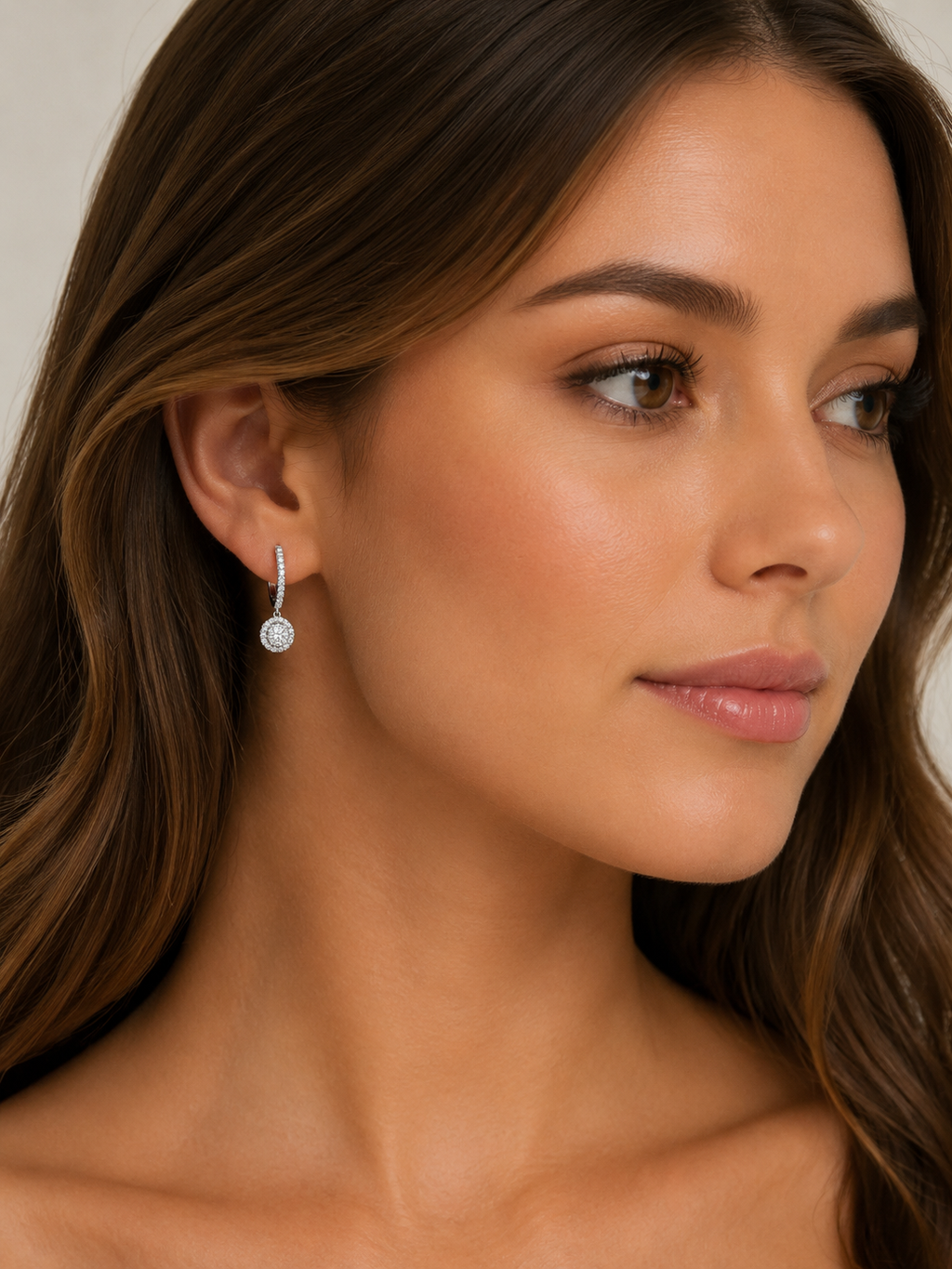 Round Halo Drop earrings