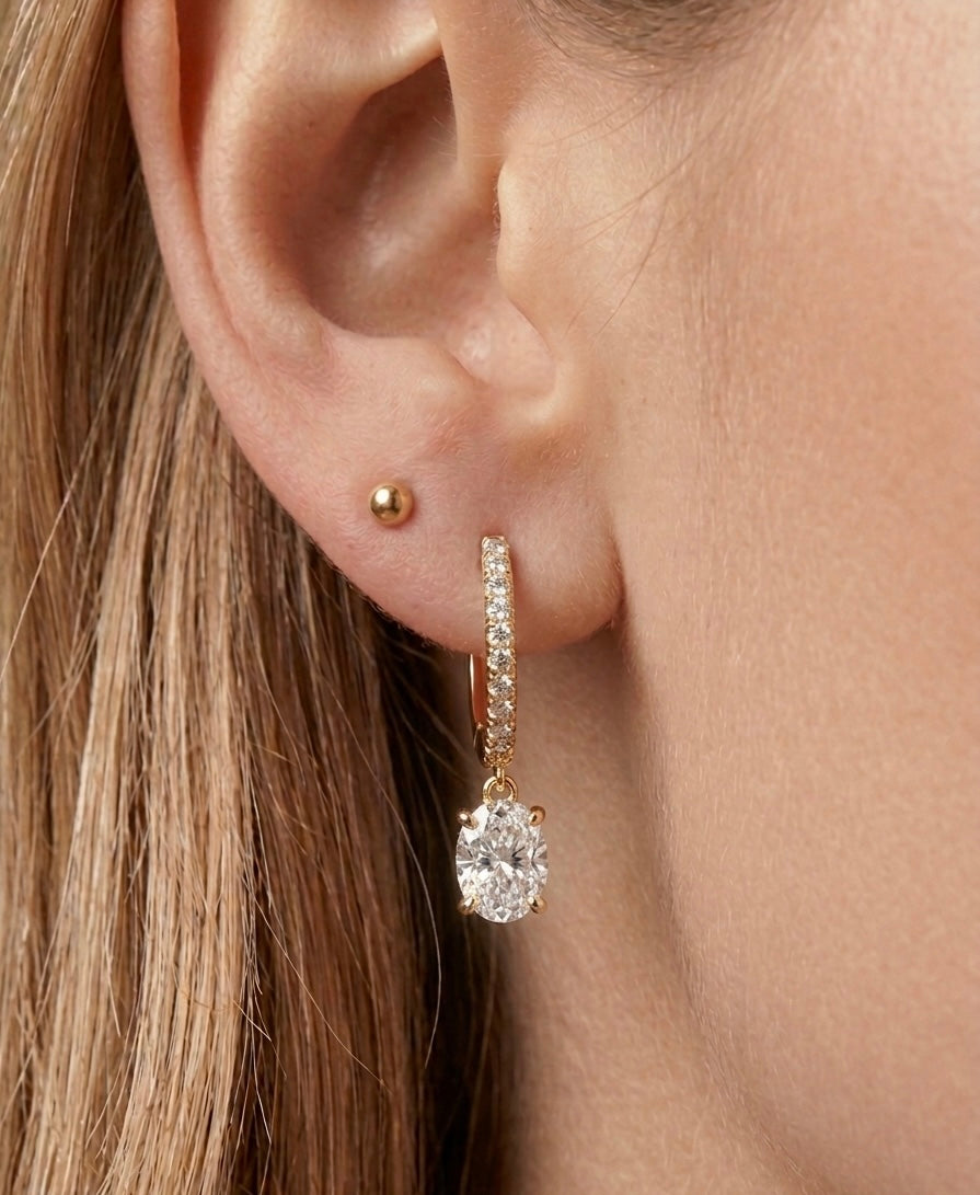 Oval Drop hoop earrings