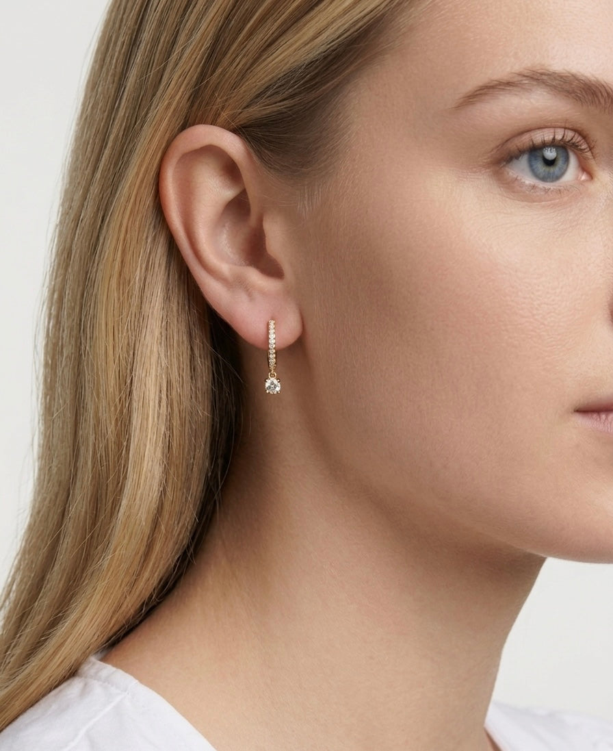 Round Drop hoop earrings