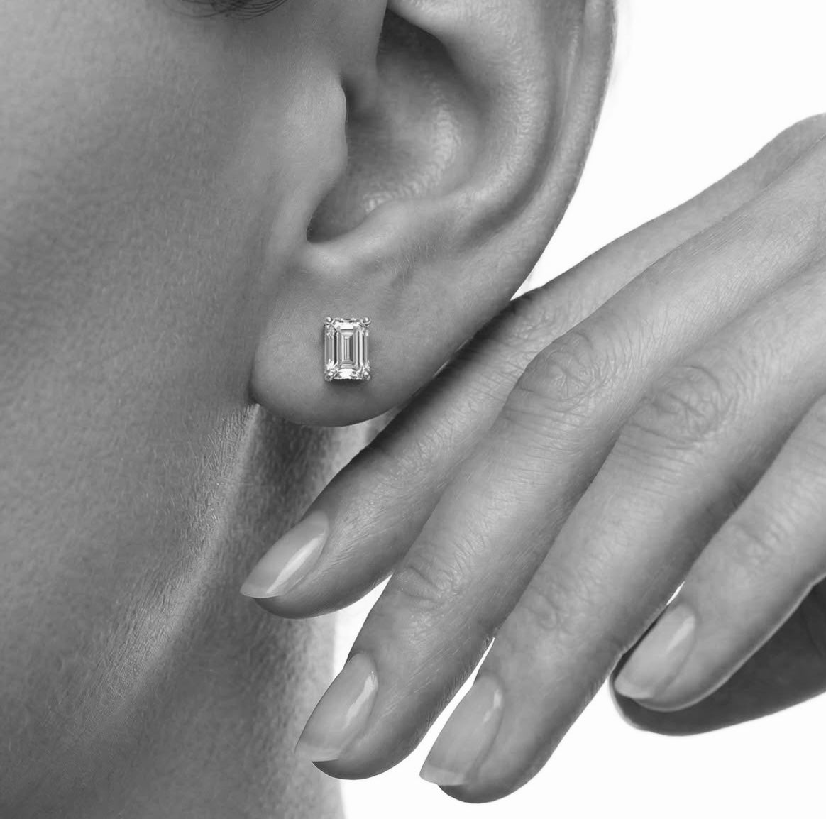 Emerald Cut Solitaire stud earrings