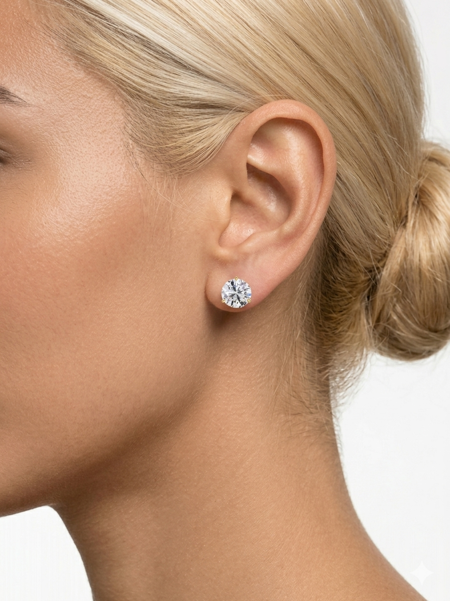 Round Solitaire Stud earrings