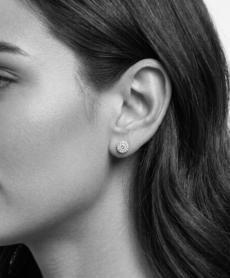 Round Halo Solitaire stud earrings