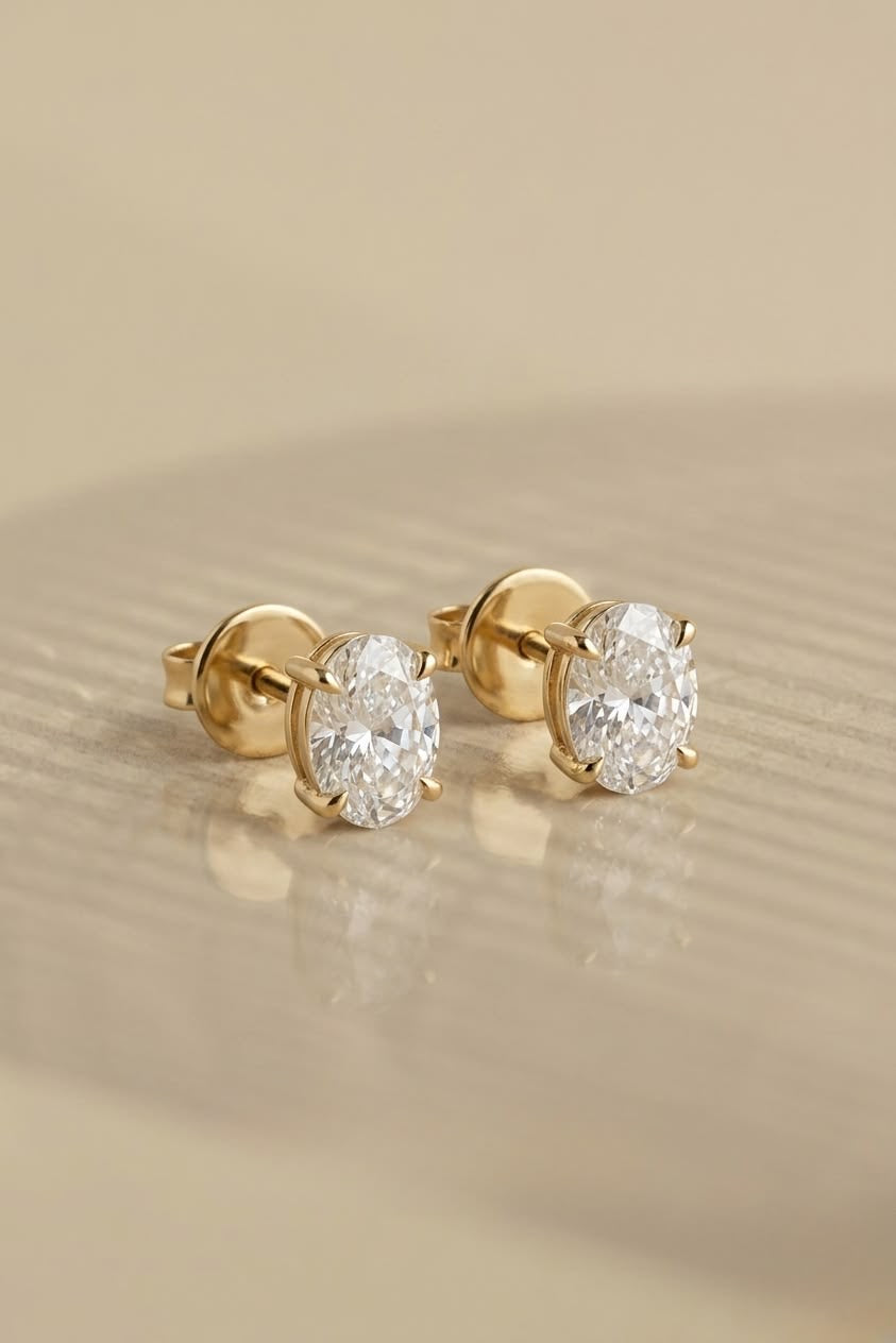 Oval Solitaire Stud earrings