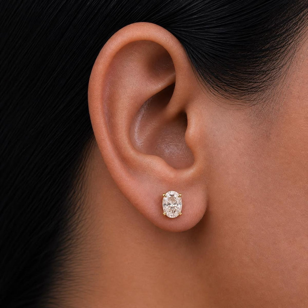 Oval Solitaire Stud earrings