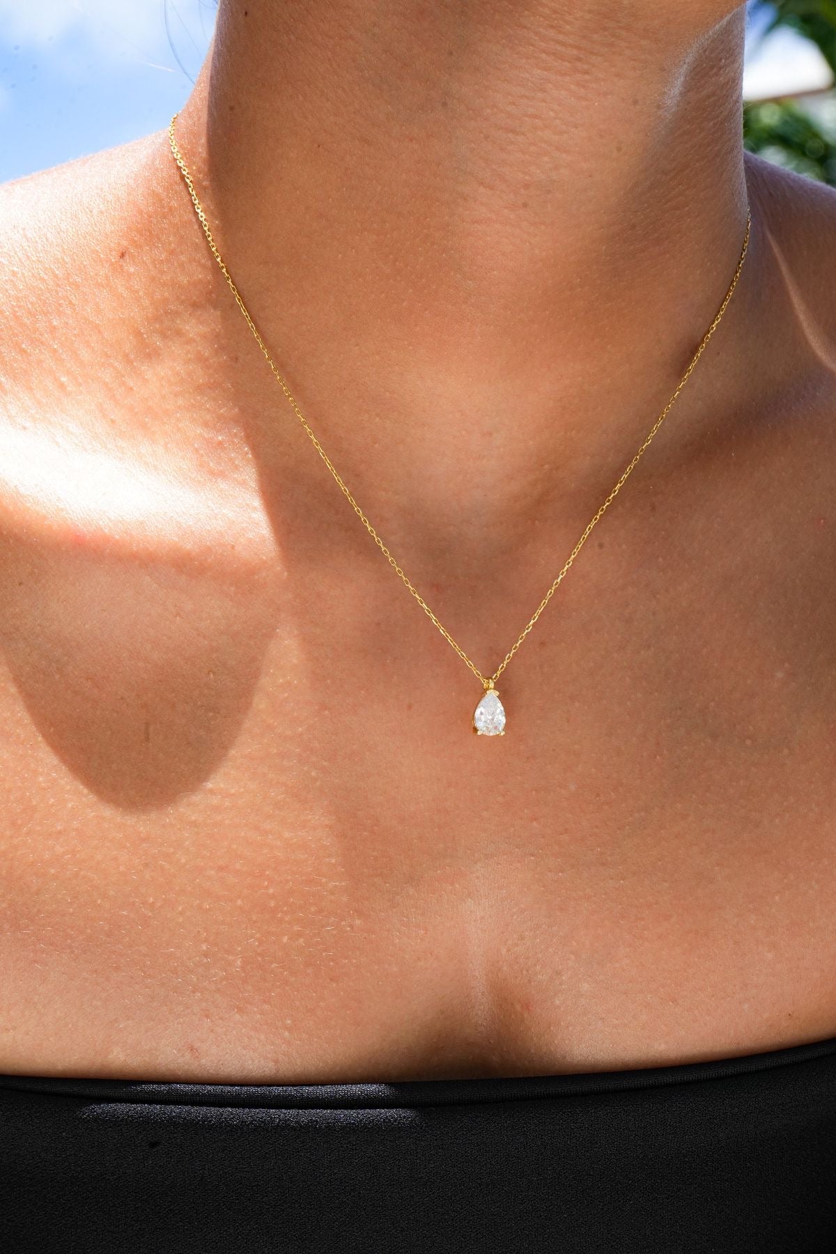 Pear Solitaire pendant