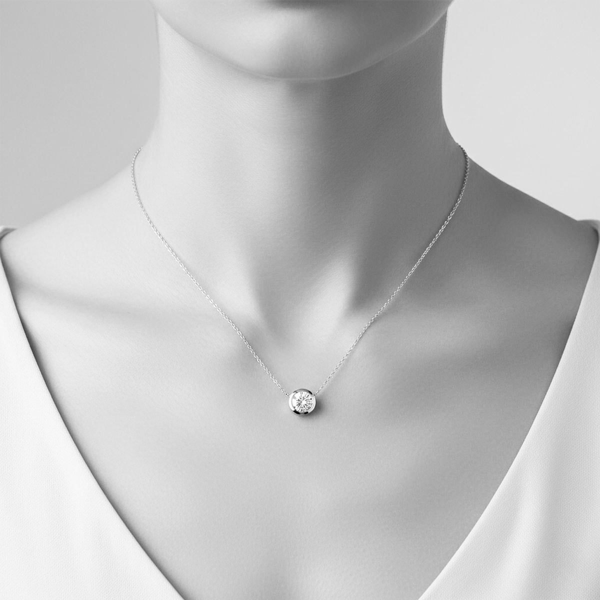 Round Solitaire Bezel Set Pendant