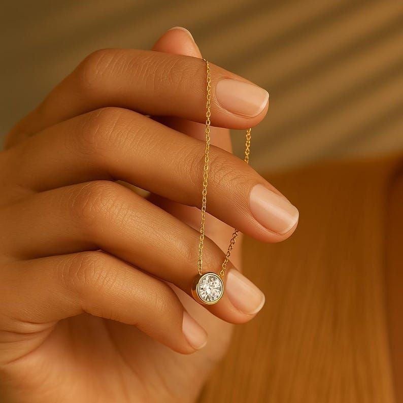 Round Solitaire Bezel set pendant