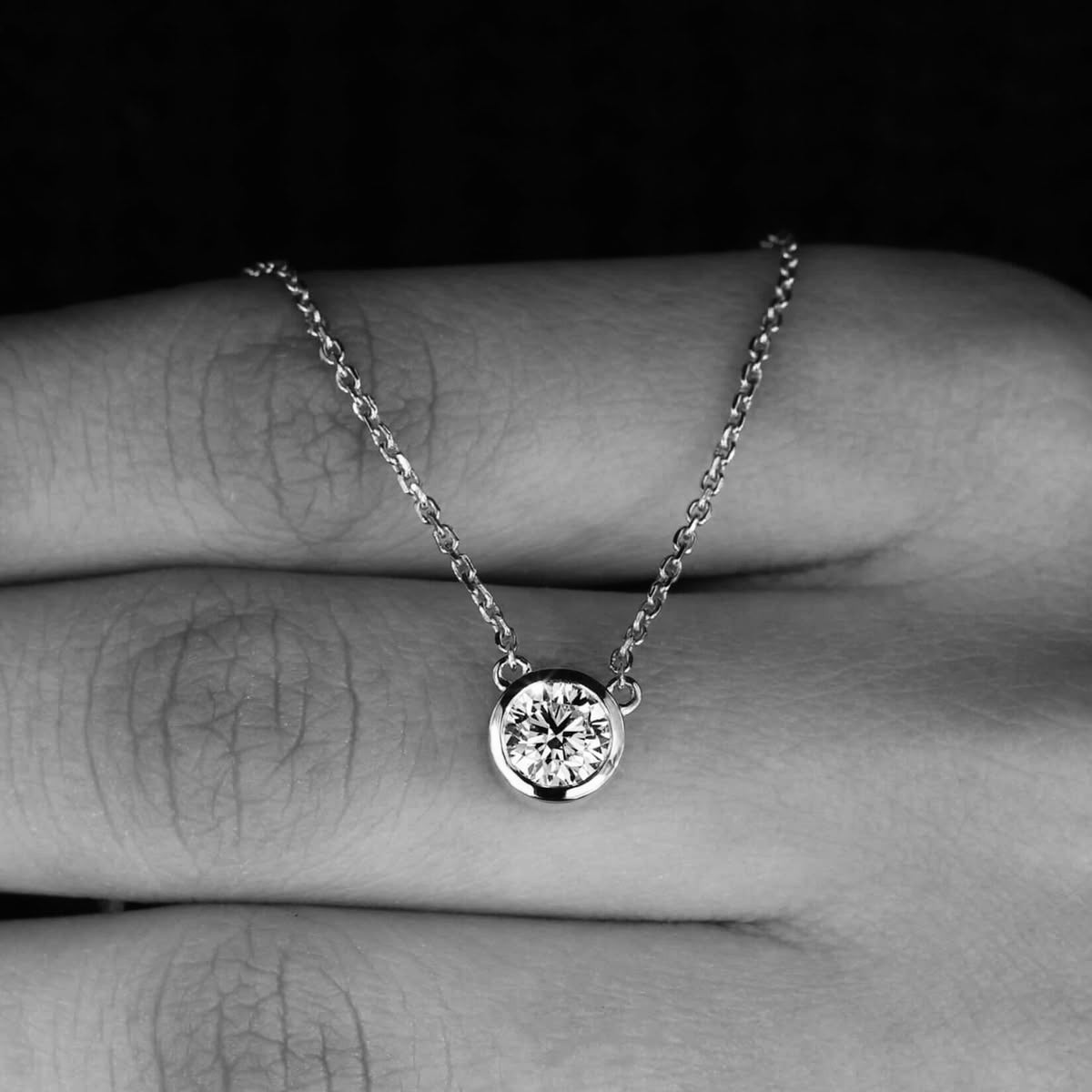 Round Solitaire Bezel Set Pendant