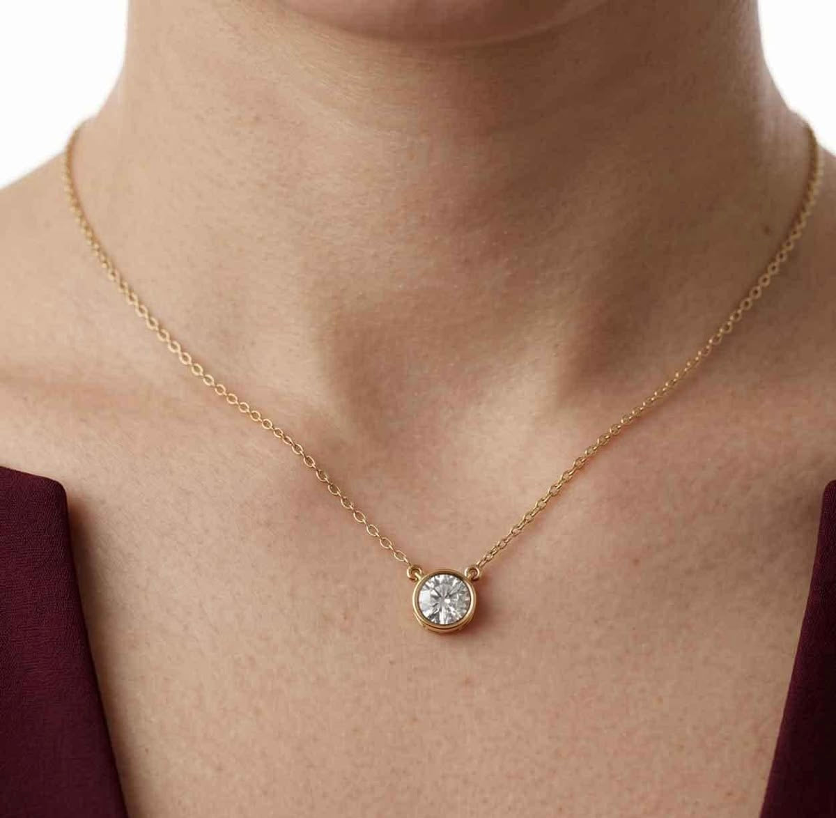 Round Solitaire Bezel set pendant