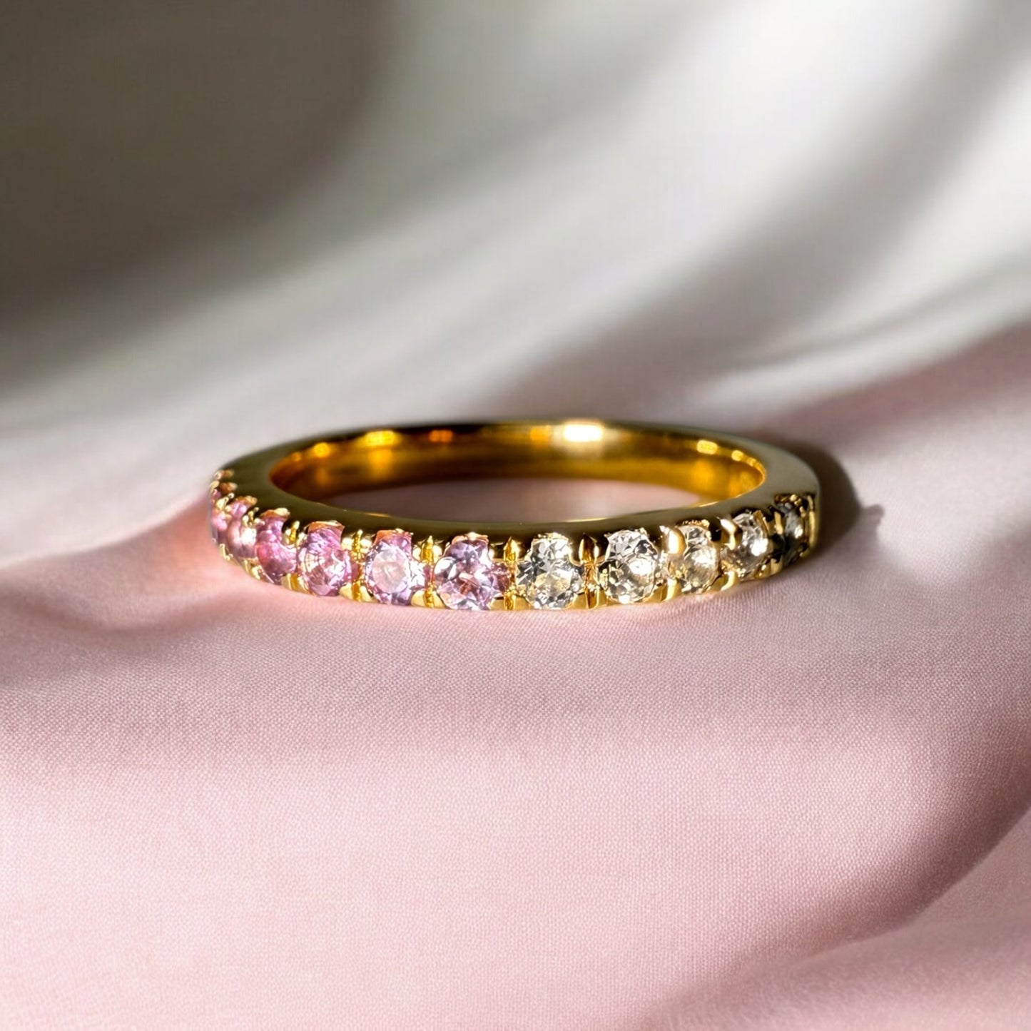 PINK OMBRÉ HALF ETERNITY RING