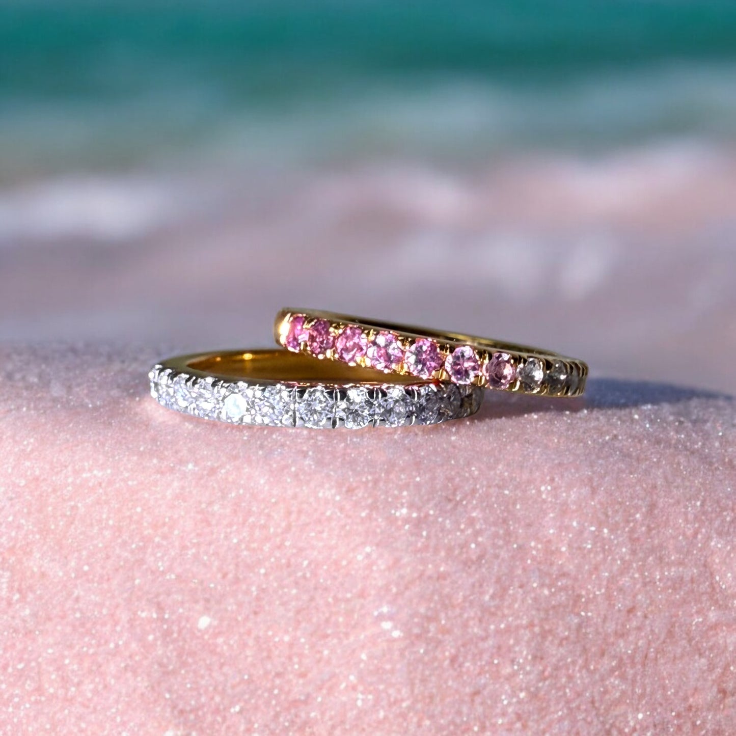 PINK OMBRÉ HALF ETERNITY RING