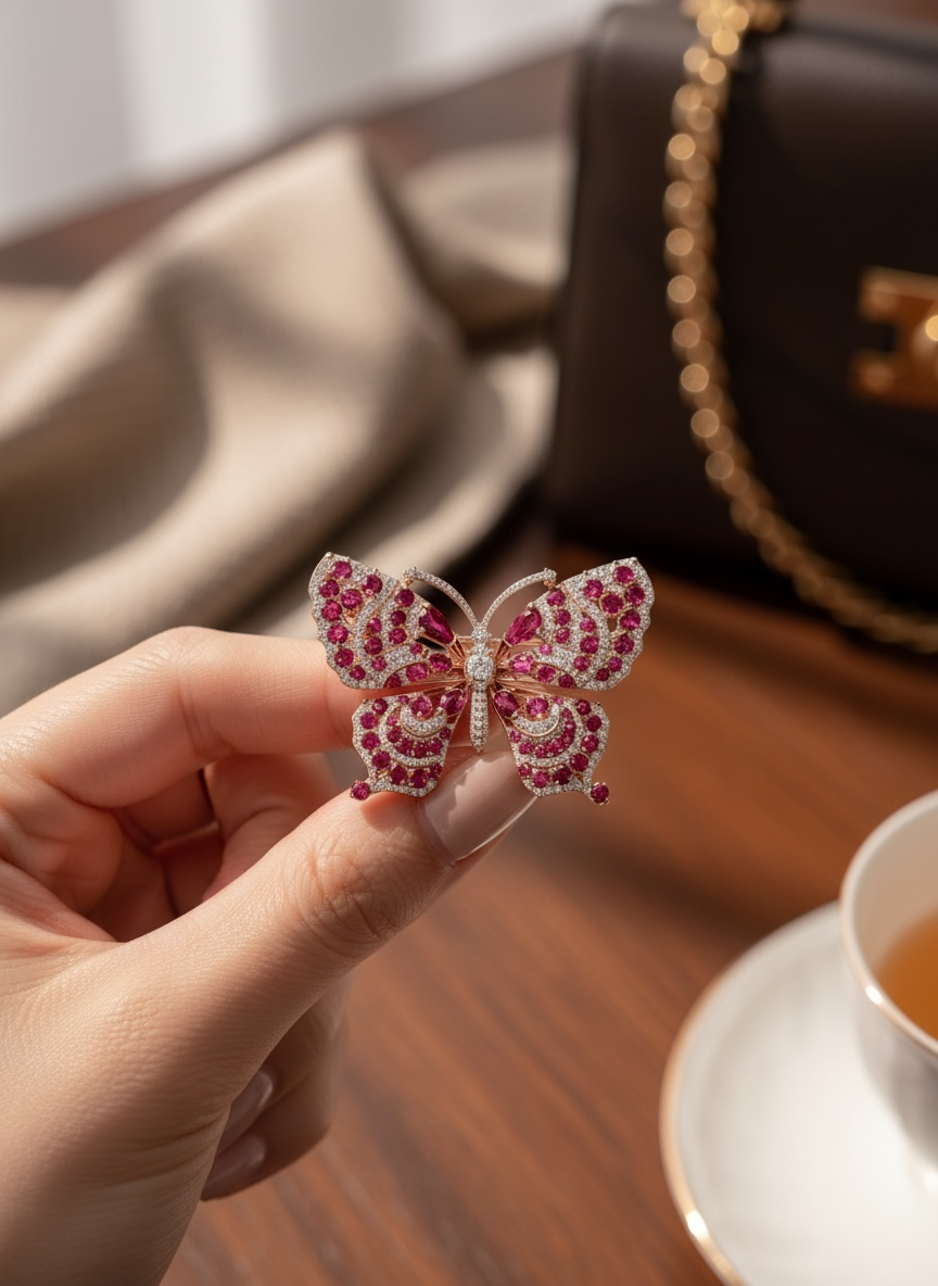 Papillon de Rubis brooch