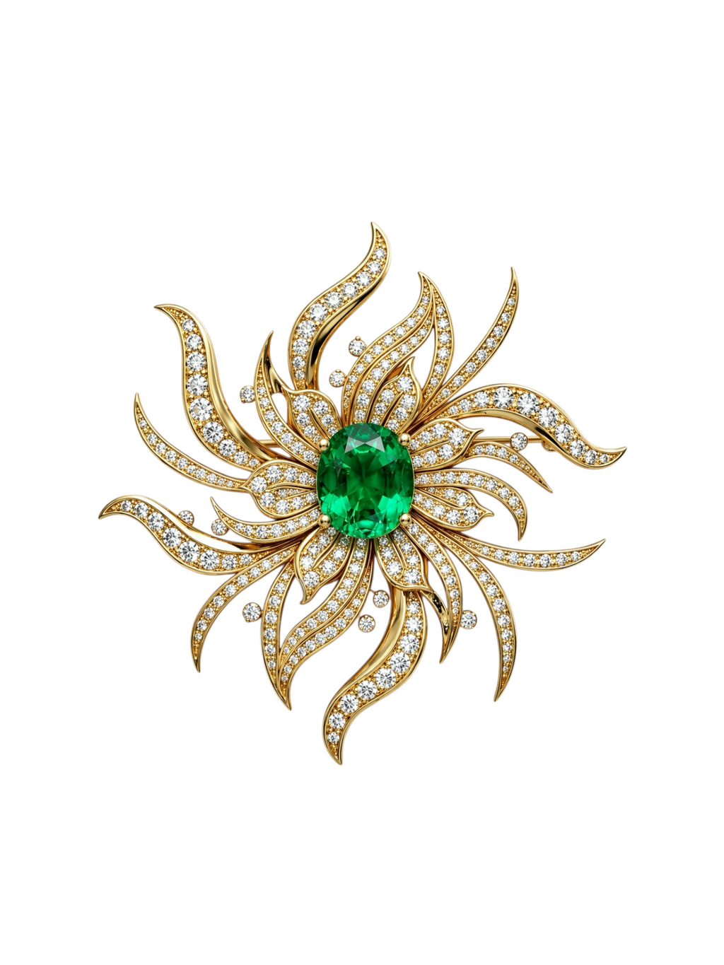 Helios Radiance Emerald brooch