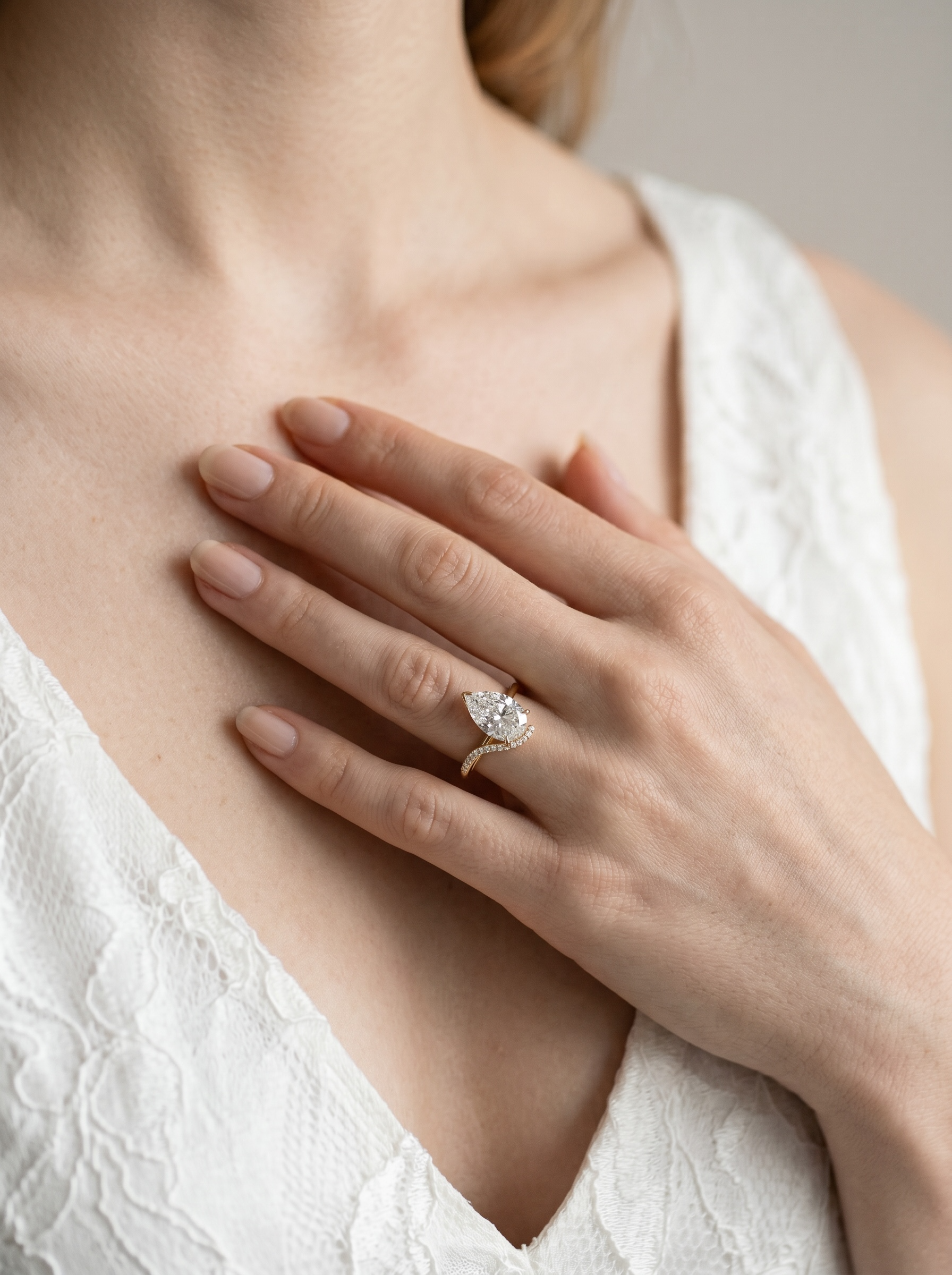 Evelyn Pear Solitaire ring
