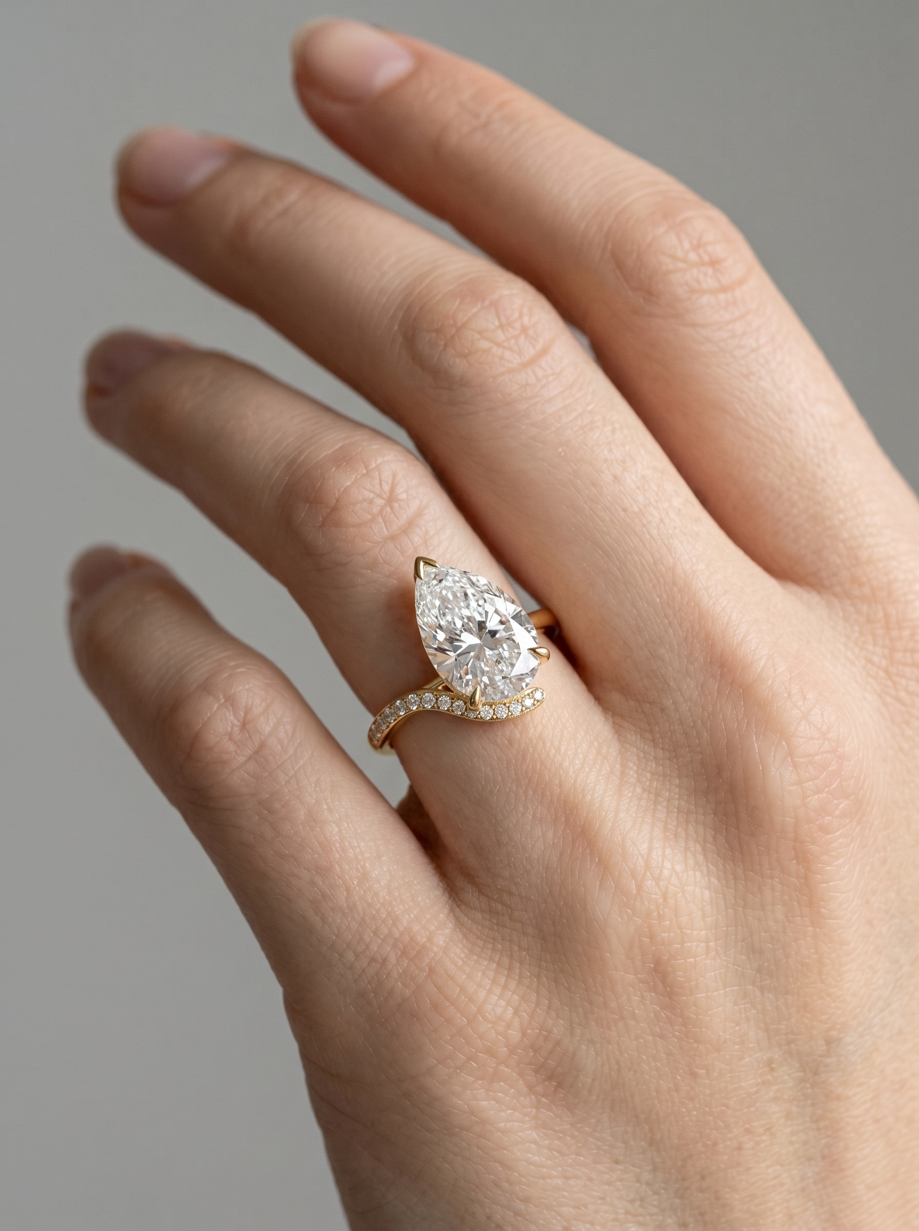 Evelyn Pear Solitaire ring