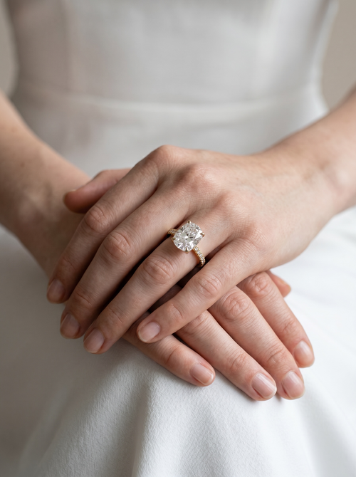 Cushion Pavé Solitaire ring