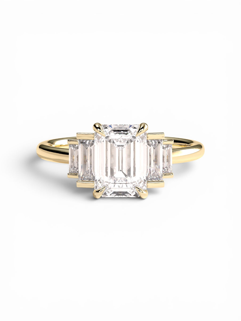 Triple Stone Emerald Solitaire ring