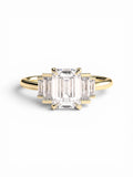 Triple Stone Emerald Solitaire ring