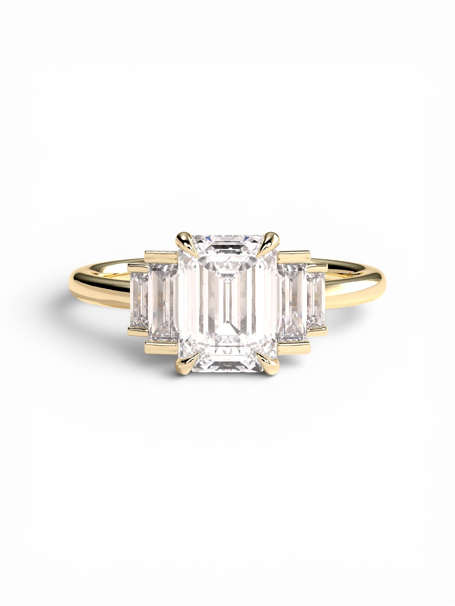 Triple Stone Emerald Solitaire ring