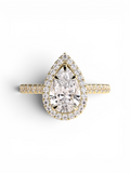 Signature Pear Halo Solitaire ring