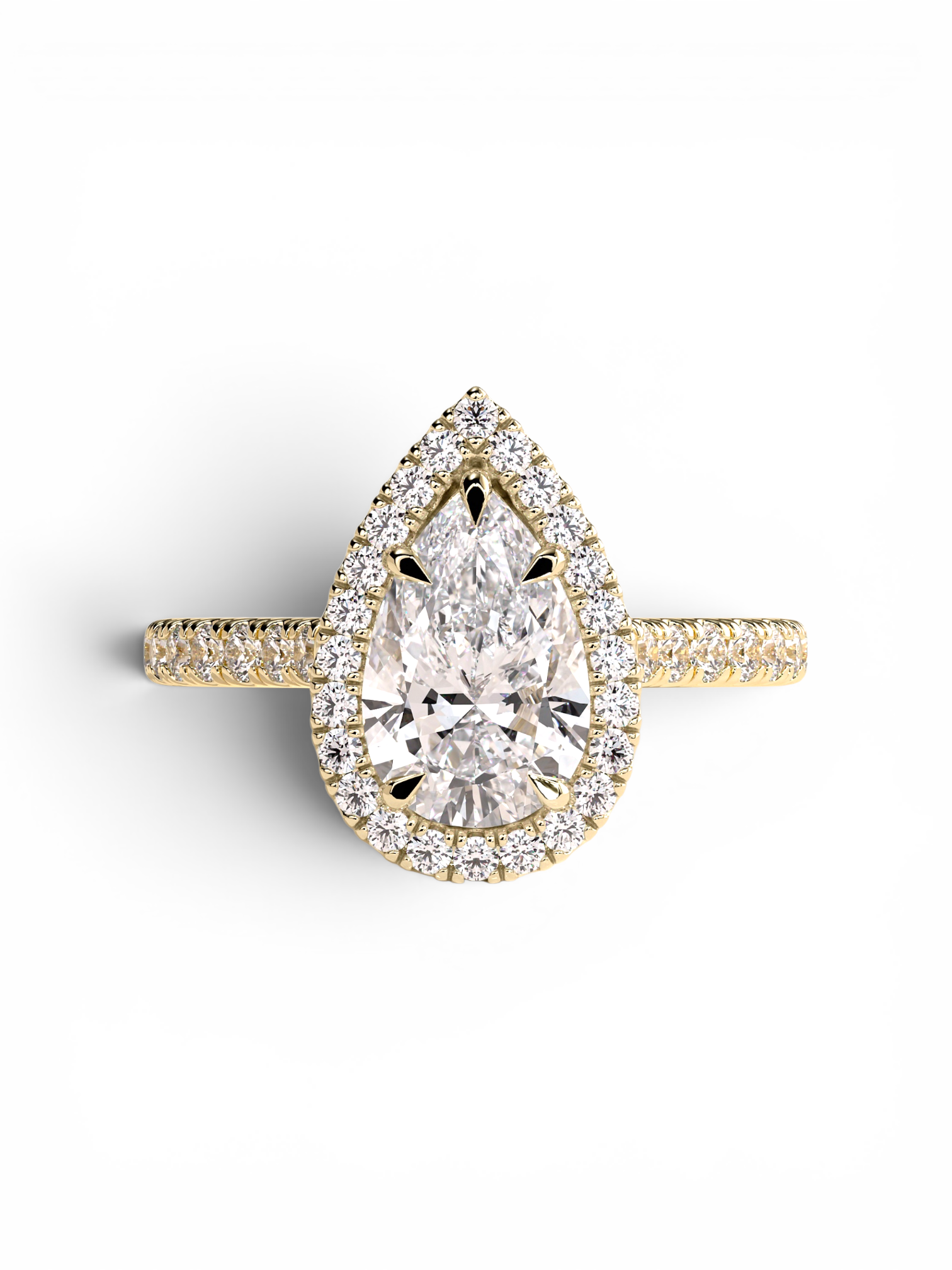 Signature Pear Halo Solitaire ring