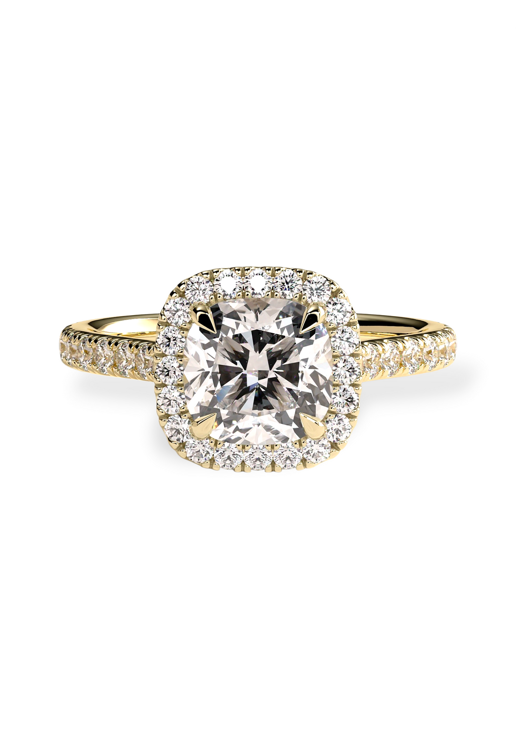 Signature Cushion Halo Solitaire ring