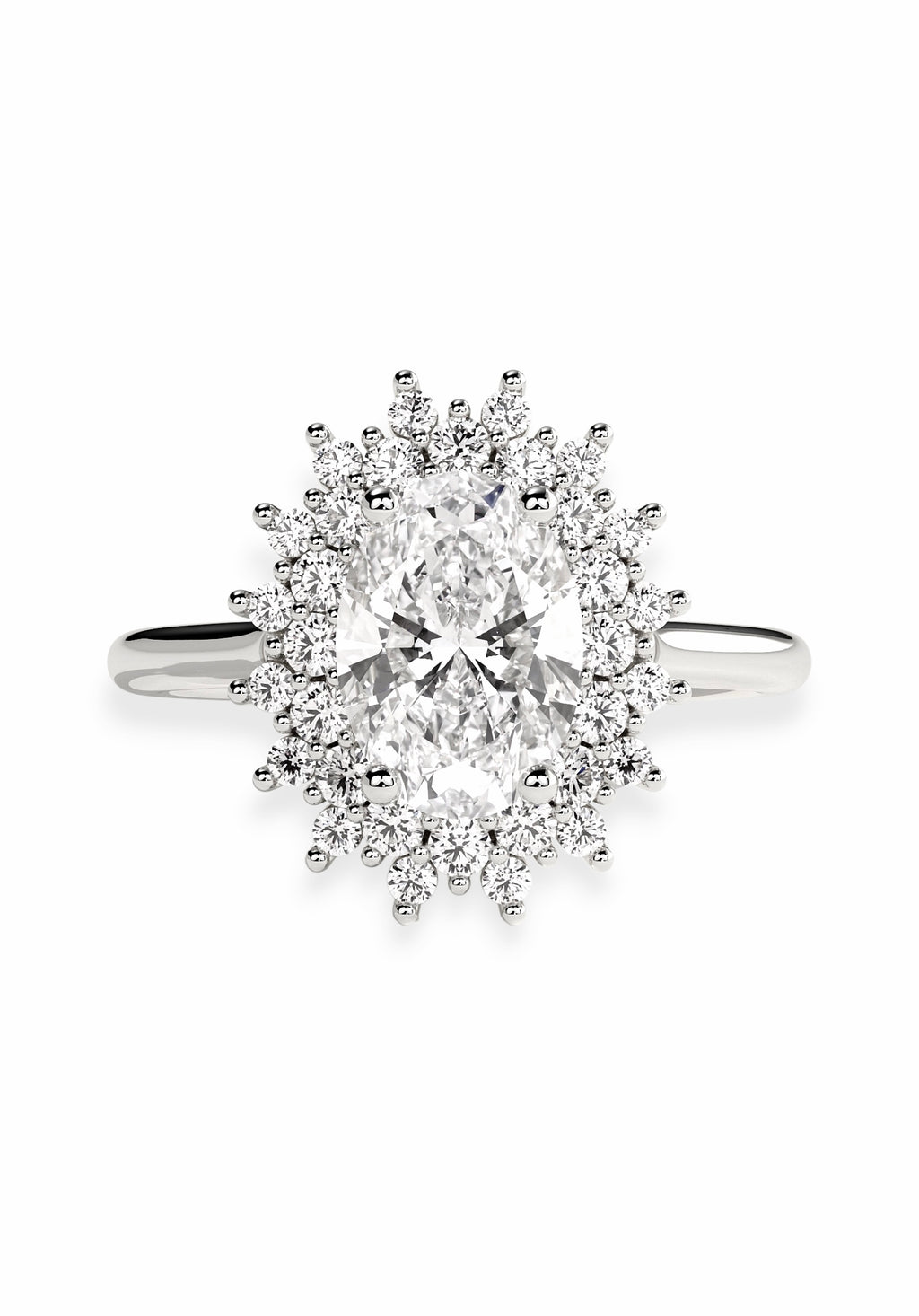 The Oval Sunburst Solitaire ring