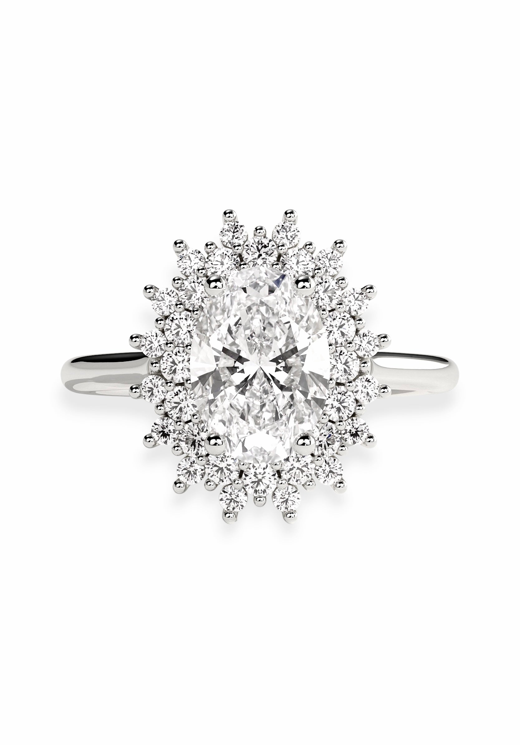 The Oval Sunburst Solitaire ring