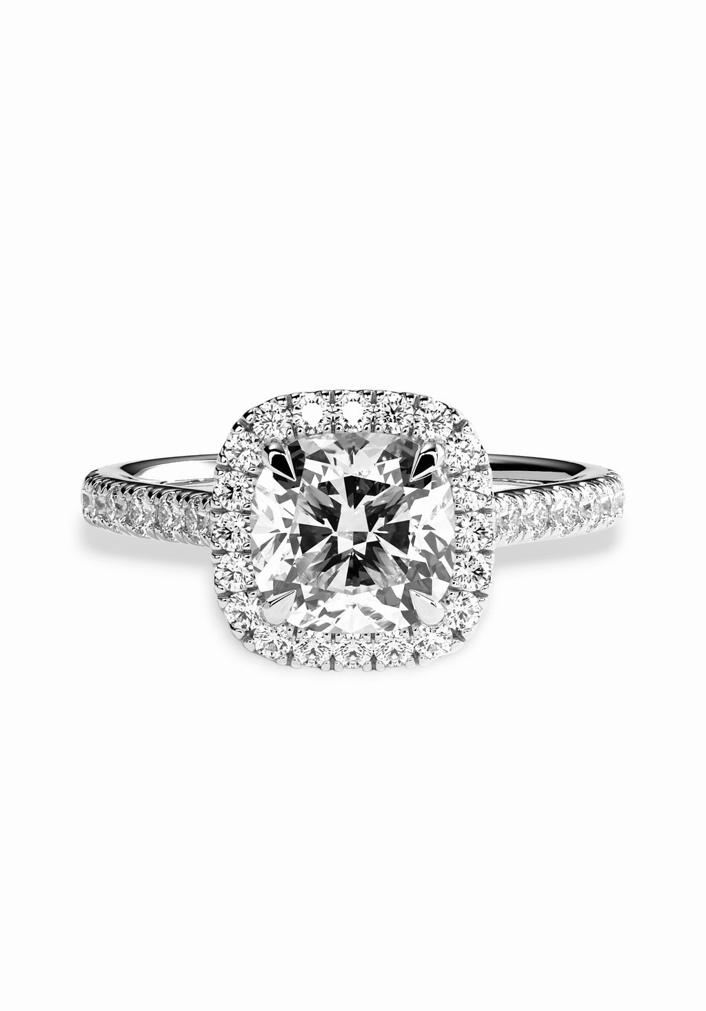 Signature Cushion Halo Solitaire ring