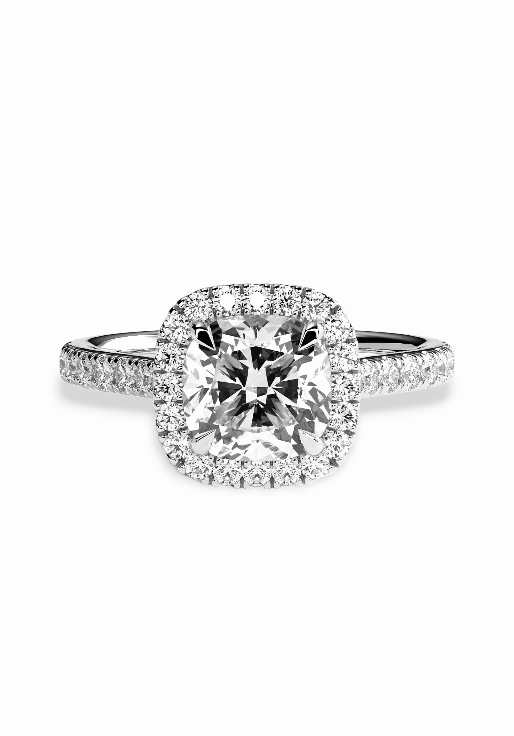 Signature Cushion Halo Solitaire ring
