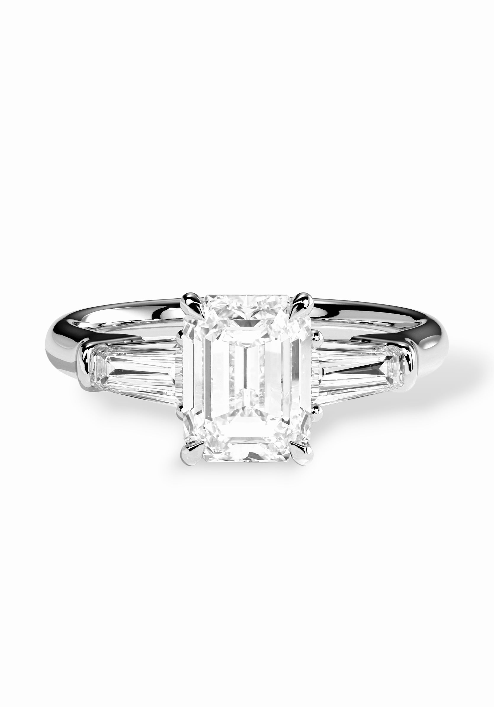 Tapered Baguette Emerald Solitaire ring