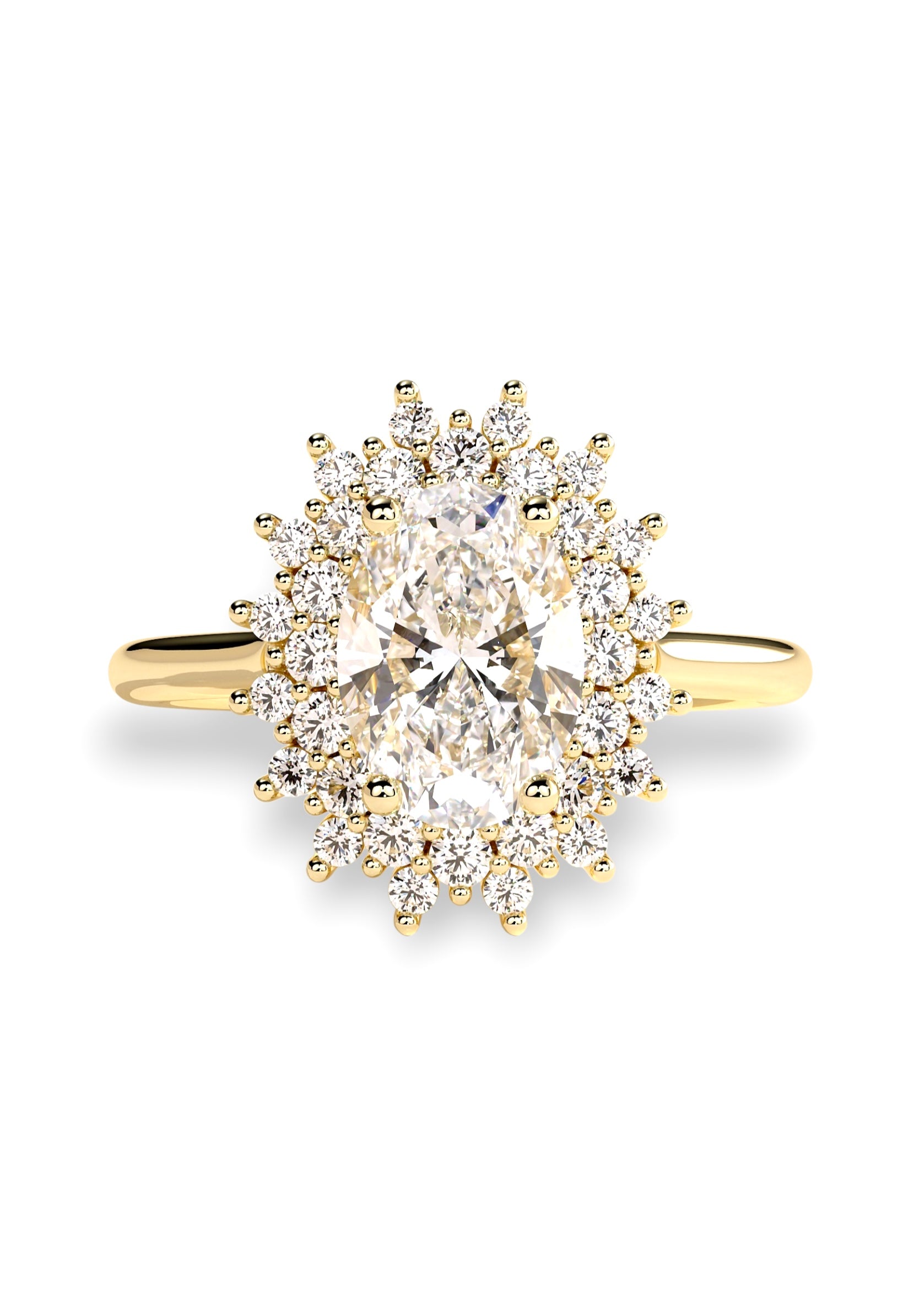 The Oval Sunburst Solitaire ring