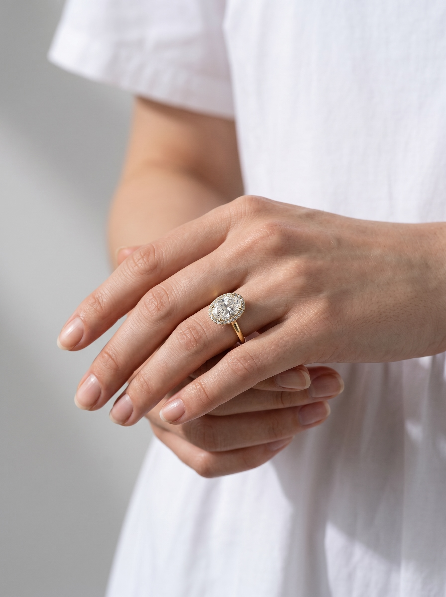 Classic Oval Halo Solitaire ring
