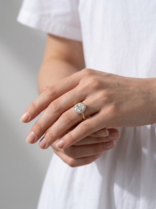 Classic Oval Halo Solitaire ring