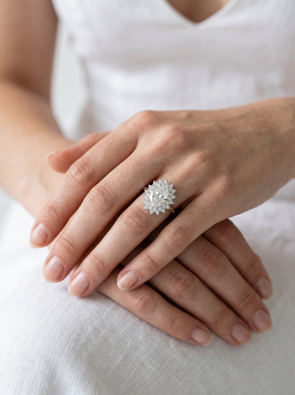 The Oval Sunburst Solitaire ring