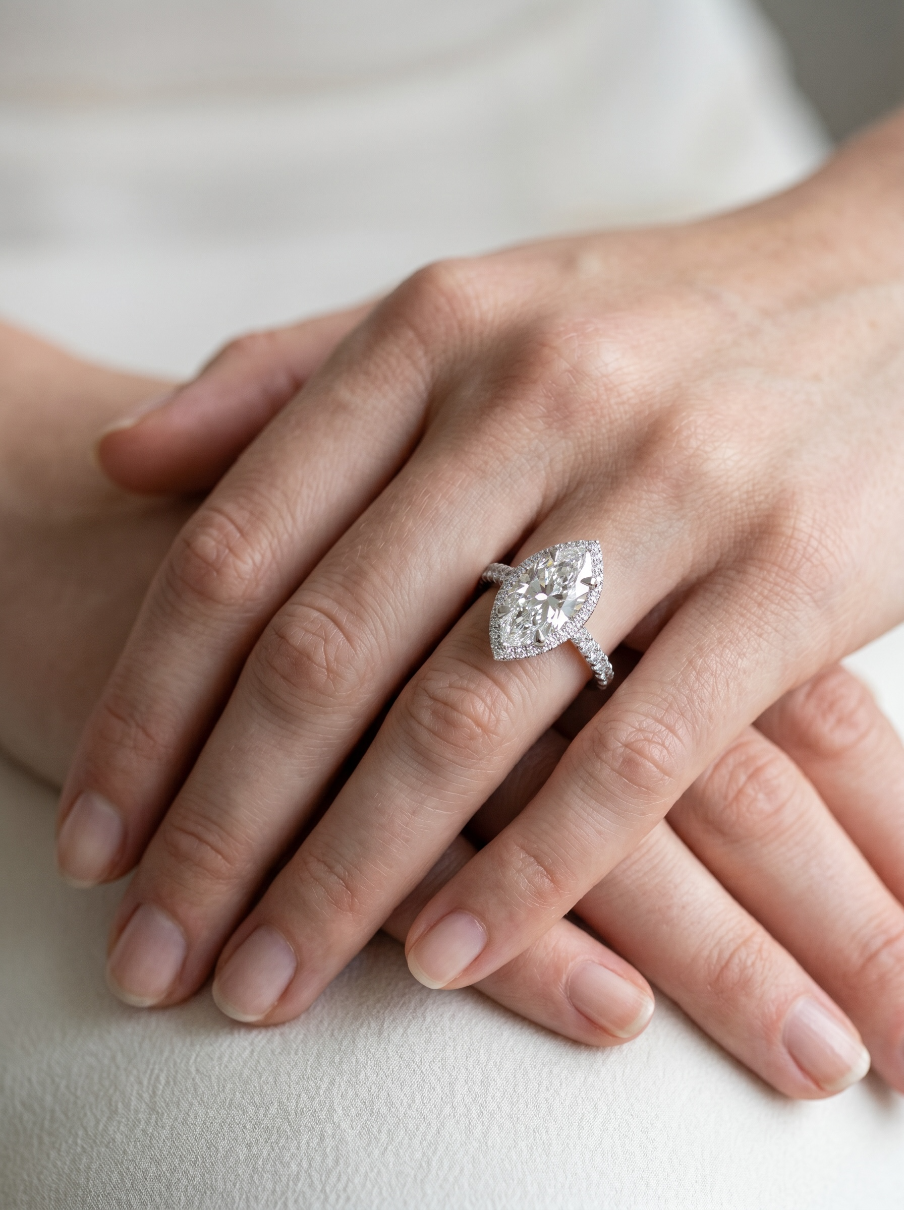 Signature Marquise Halo Solitaire ring