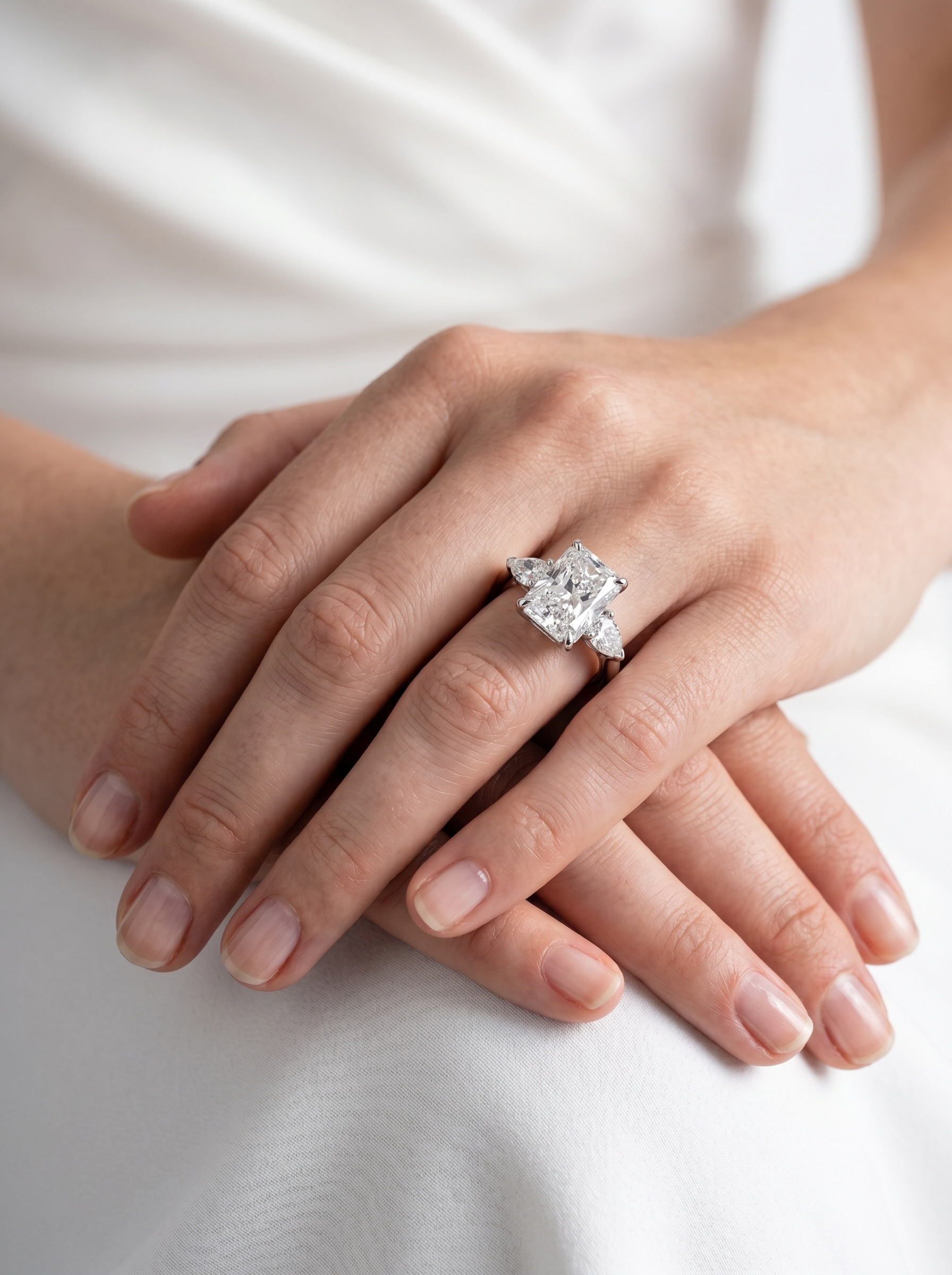 The Radiant Pear Trilogy Solitaire ring