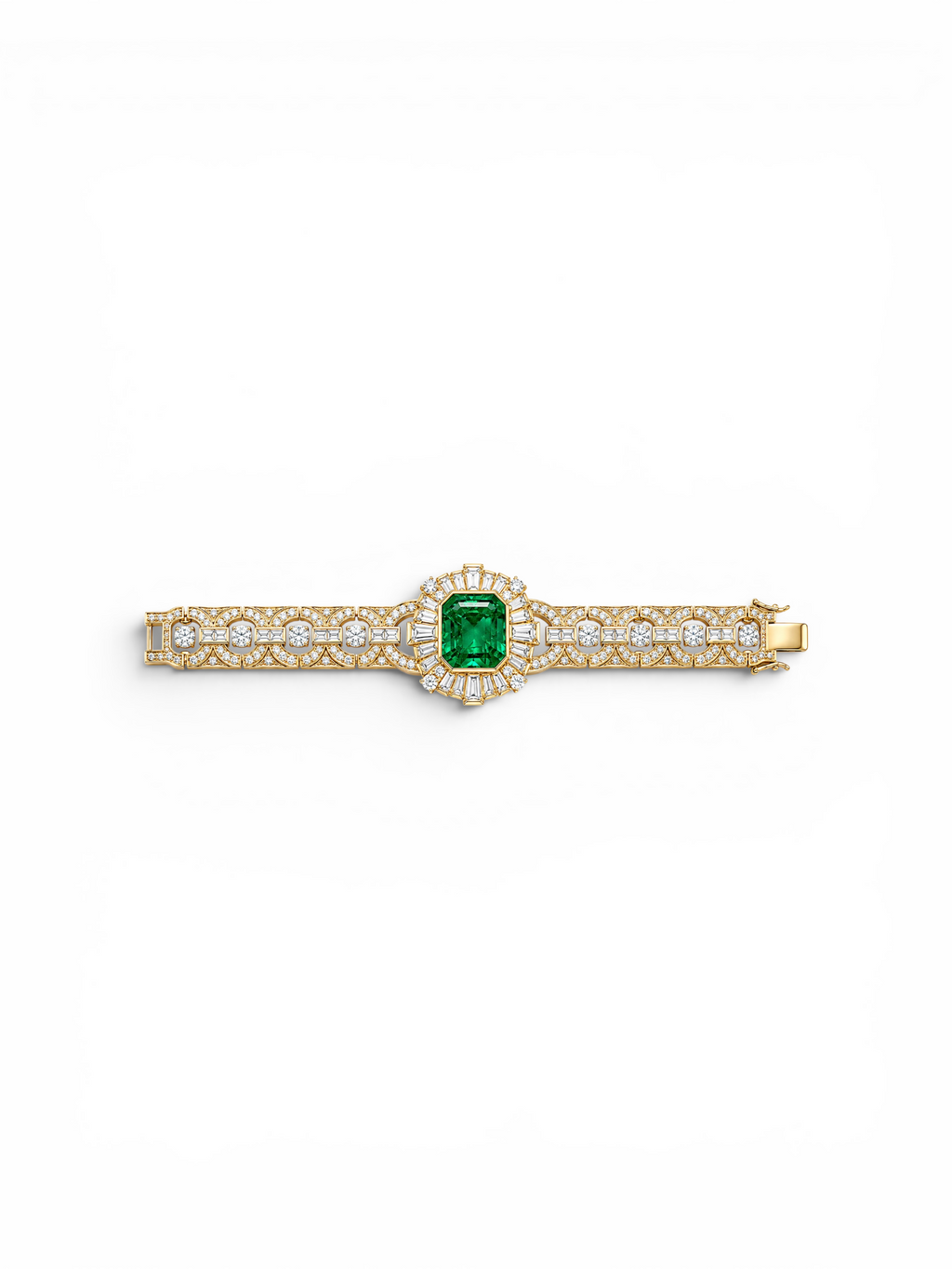Emerald Radiant Sunburst Link Bracelet