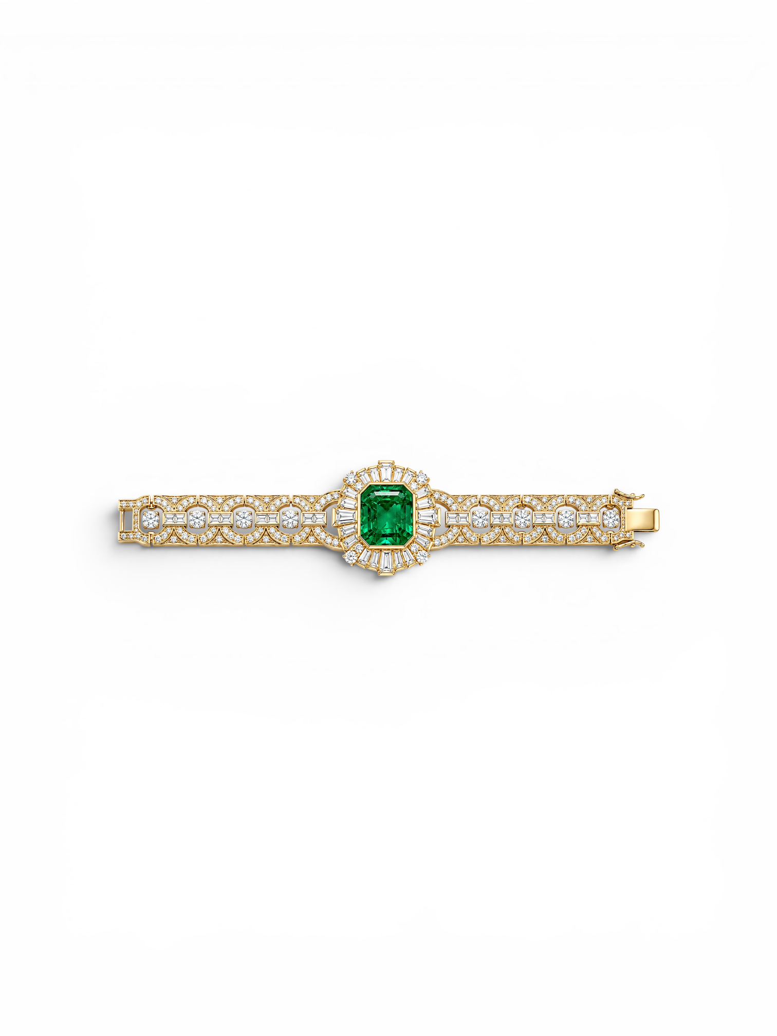 Emerald Radiant Sunburst Link Bracelet