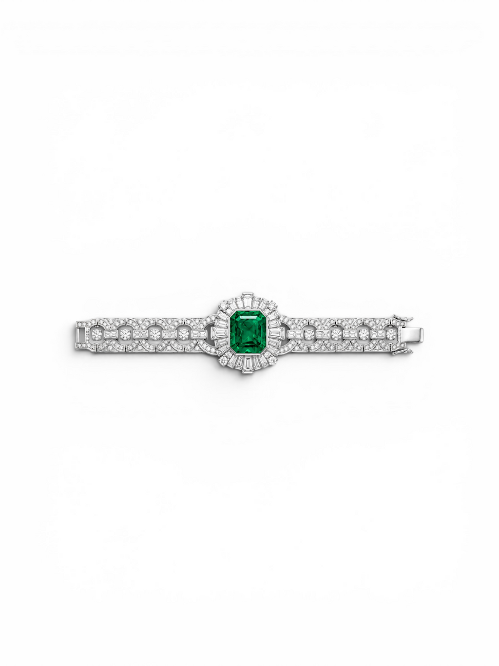 Emerald Radiant Sunburst Link Bracelet