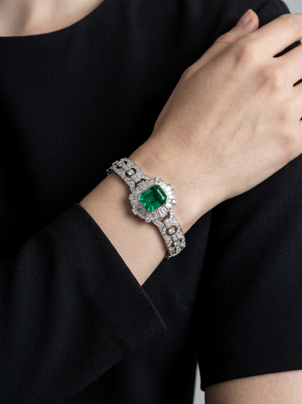 Emerald Radiant Sunburst Link Bracelet