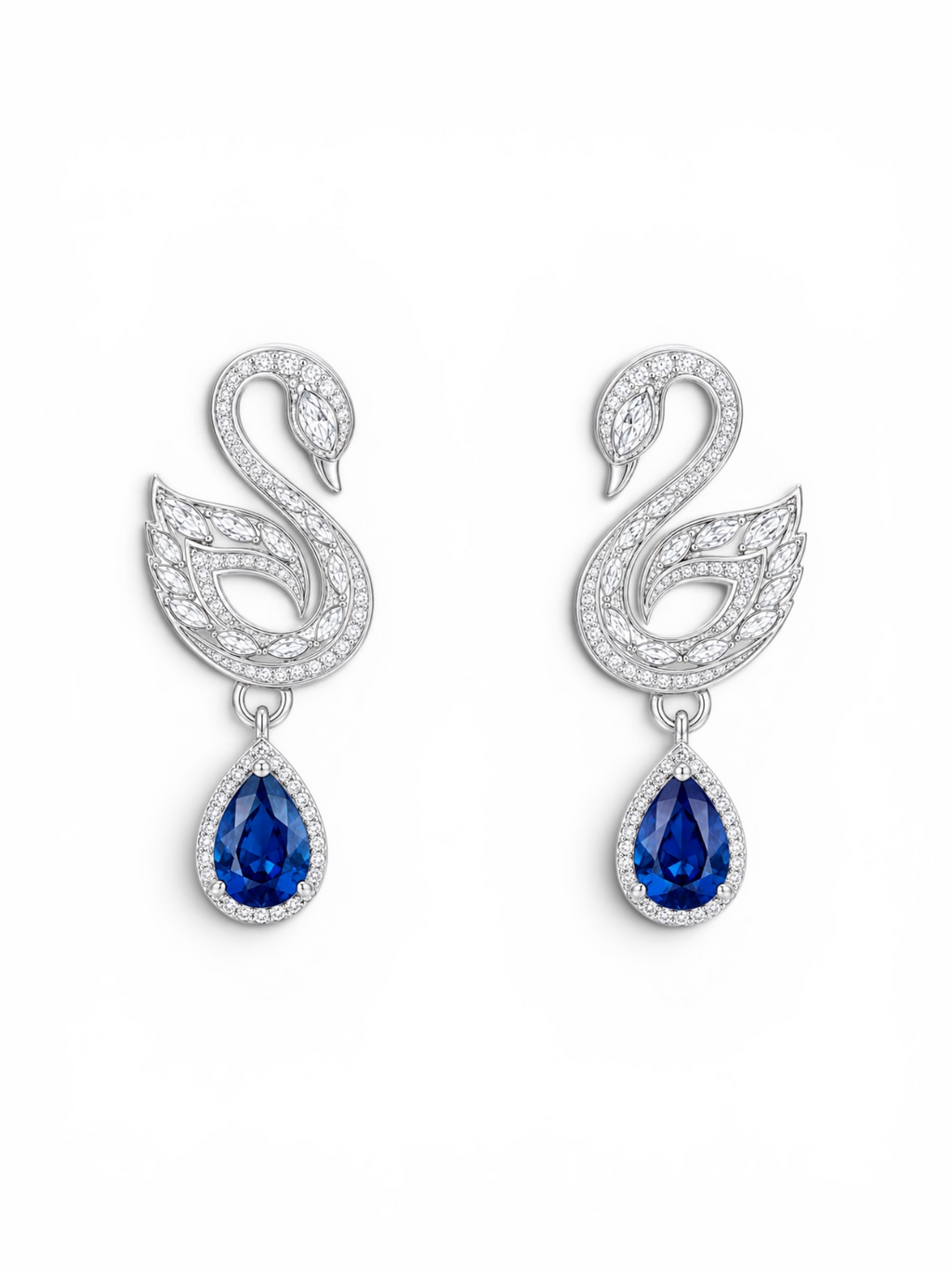Majestic Swan Sapphire drop earrings