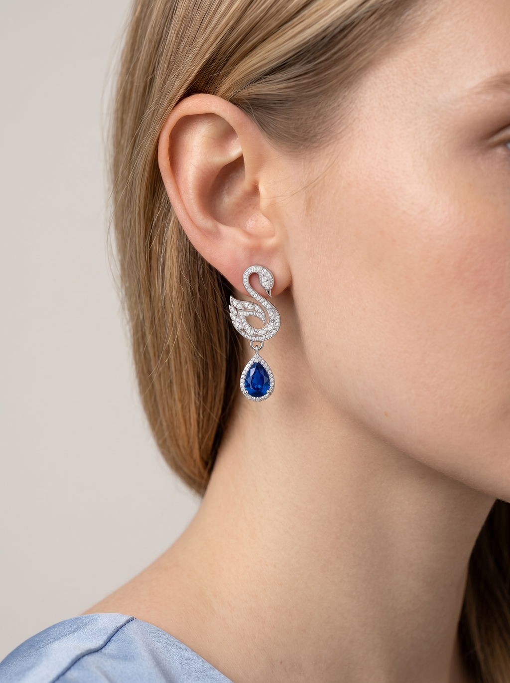 Majestic Swan Sapphire drop earrings
