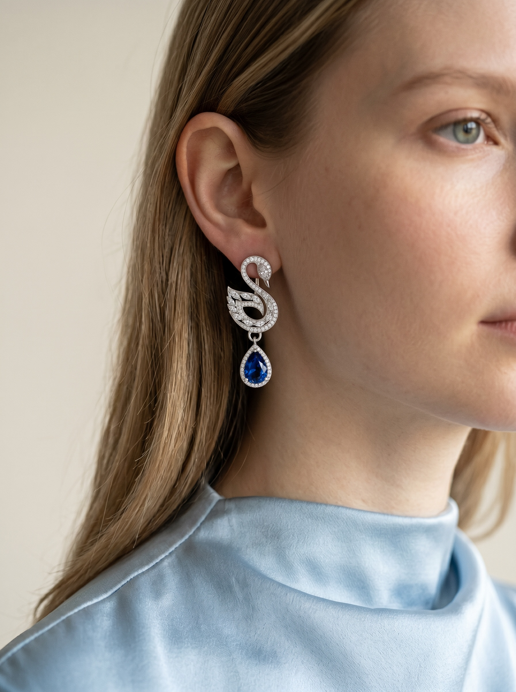 Majestic Swan Sapphire drop earrings