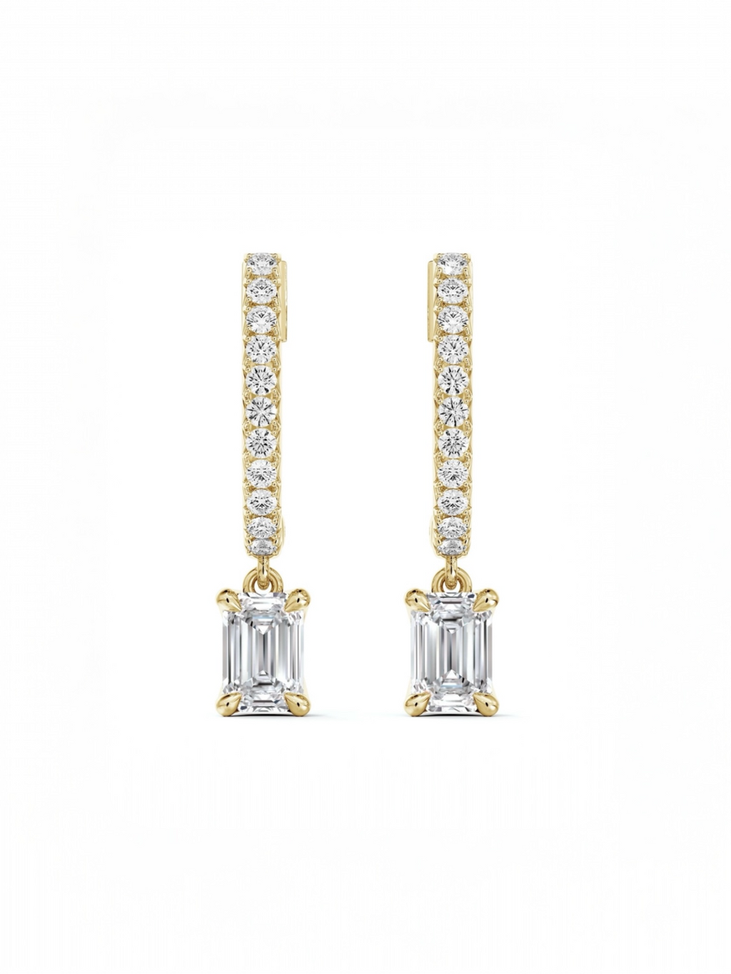 Emerald cut hoop earrings